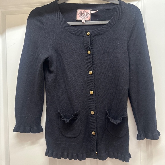 Juicy Couture black cardigan with gold buttons - size small - Picture 1 of 6